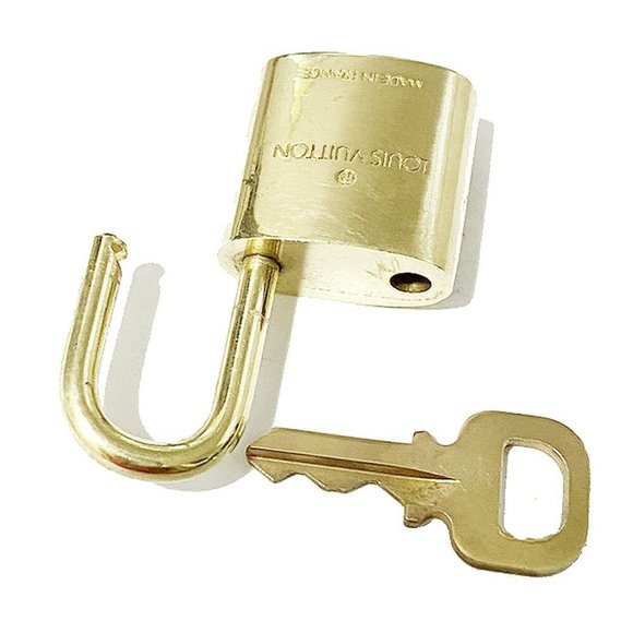 Authentic LOUIS VUITTON LV 10 SET PADLOCK KEY BAG CHARM CADENA GOLD-PLATED - Picture 3 of 4